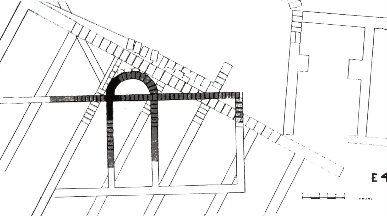 ABOVE This is a typical architectural drawing of the building foundations that we discovered at a depth of 2m to 2.5m underwater. The apsidal building rests on top of three earlier structures.