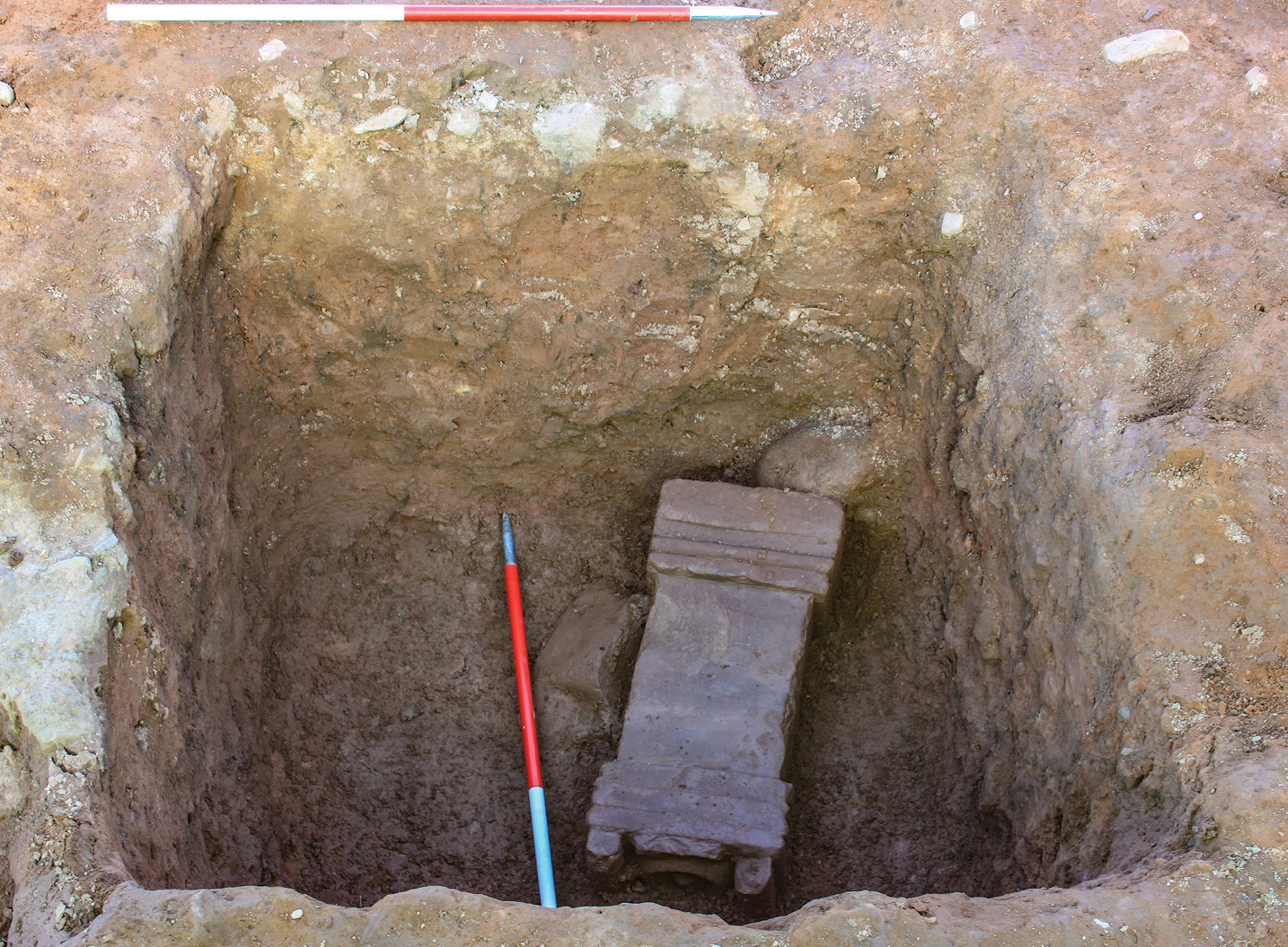 Above One of the Maryport altars lying in situ. It had been used as ballast for a post-pit.