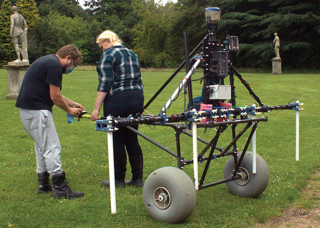 above Person-propelled rigs will be used to scan green spaces around the city of York as part of the ‘Roman York beneath the streets’ project.