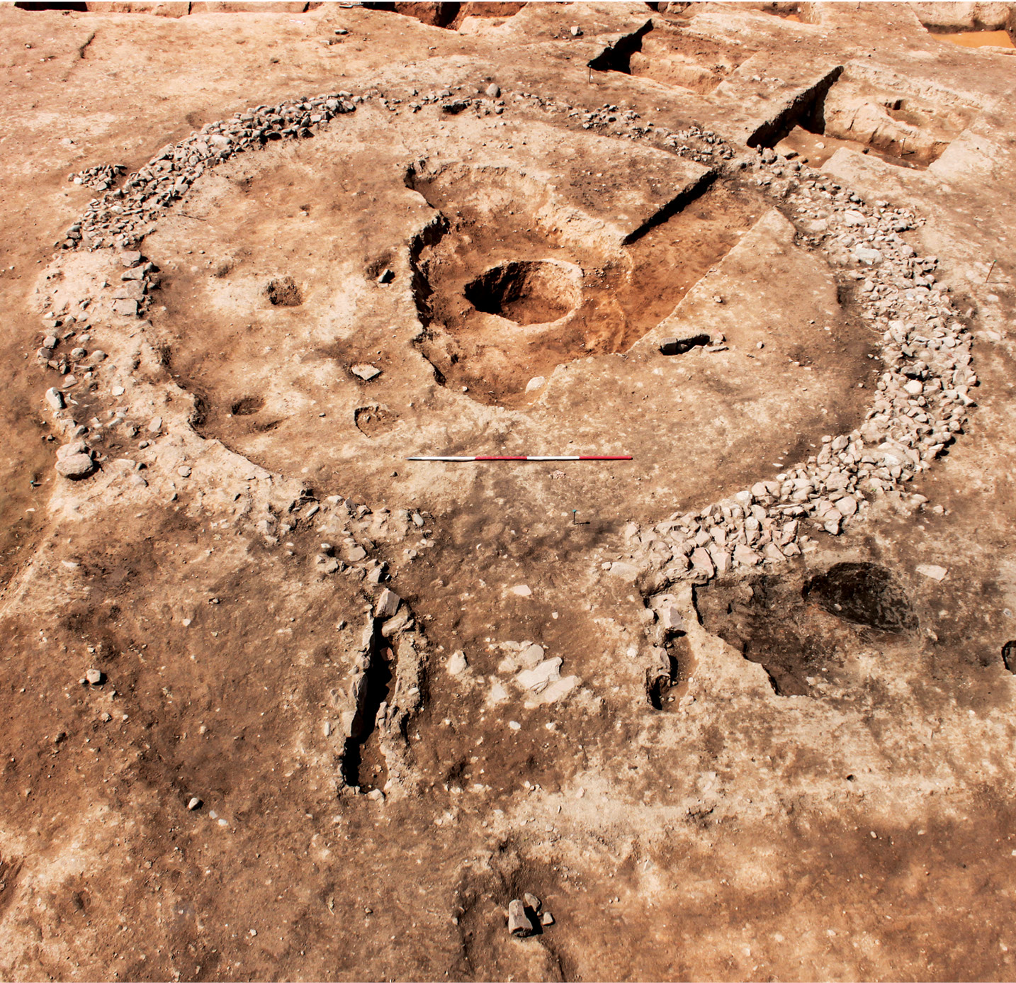 left The circular building first excavated by antiquarian Joseph Robinson in 1880. Preceding a rectangular temple on the same site, could it have had a religious function?