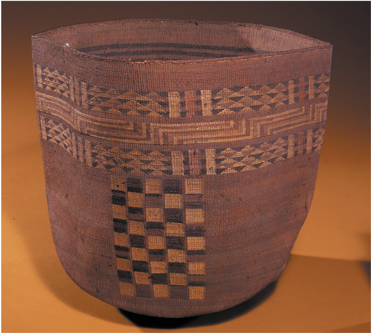 6. Tlingit basket made of spruce root, bear grass and nettle fibre, collected by Sir Edward Belcher in Alaska in the 1830s. 7. Tlingit body armour made of wooden slats and sinew, painted with formline design, collected on the Russian expedition of Otto von Kotzebue, in the Rurik in 1815-18.