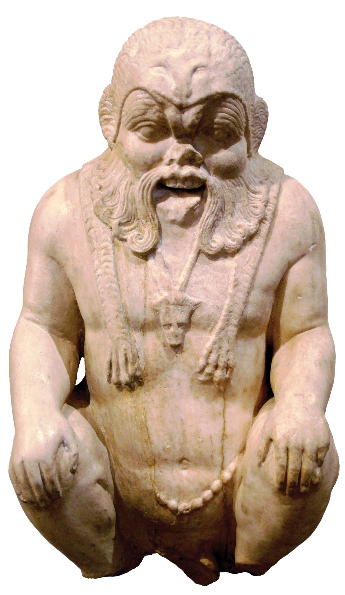above White marble statue of the Egyptian god Bes, found at Colonna in Latium (Italy), 1st century AD. This god, who protects households, is linked to the cult of Isis.