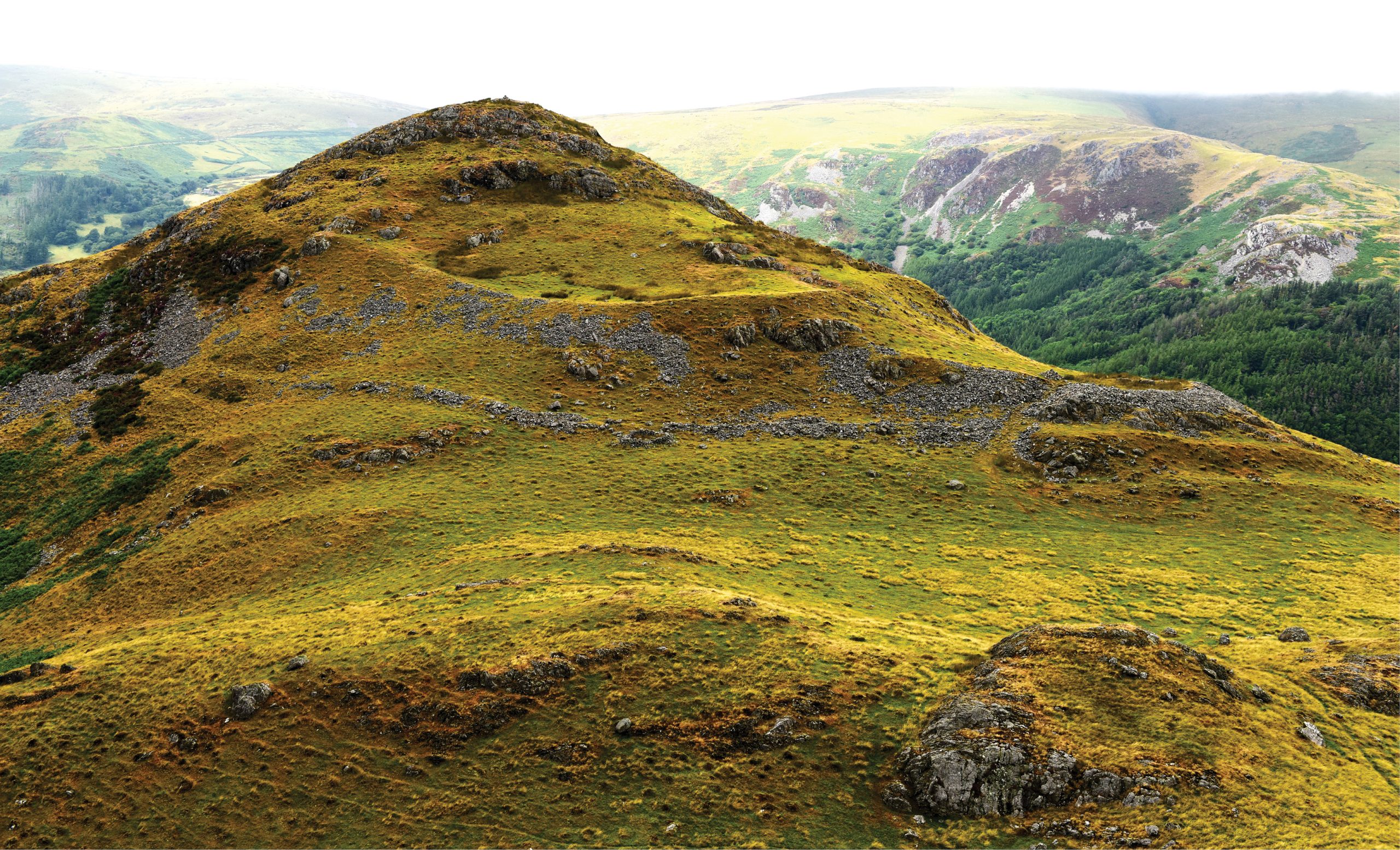 left Craig yr Aderyn (‘Bird’s Rock’) is a hill rising 258m above sea level near Llanfihangel-y-Pennant in Gwynedd. It is home to an Iron Age promontory fort.