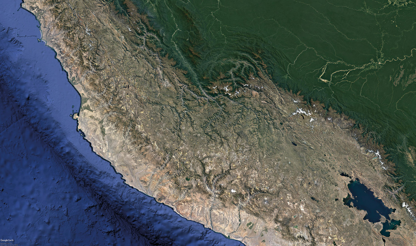 above The south coast of Peru. During the period from 50 BC to AD 600, evidence for beheading is widespread in this region.