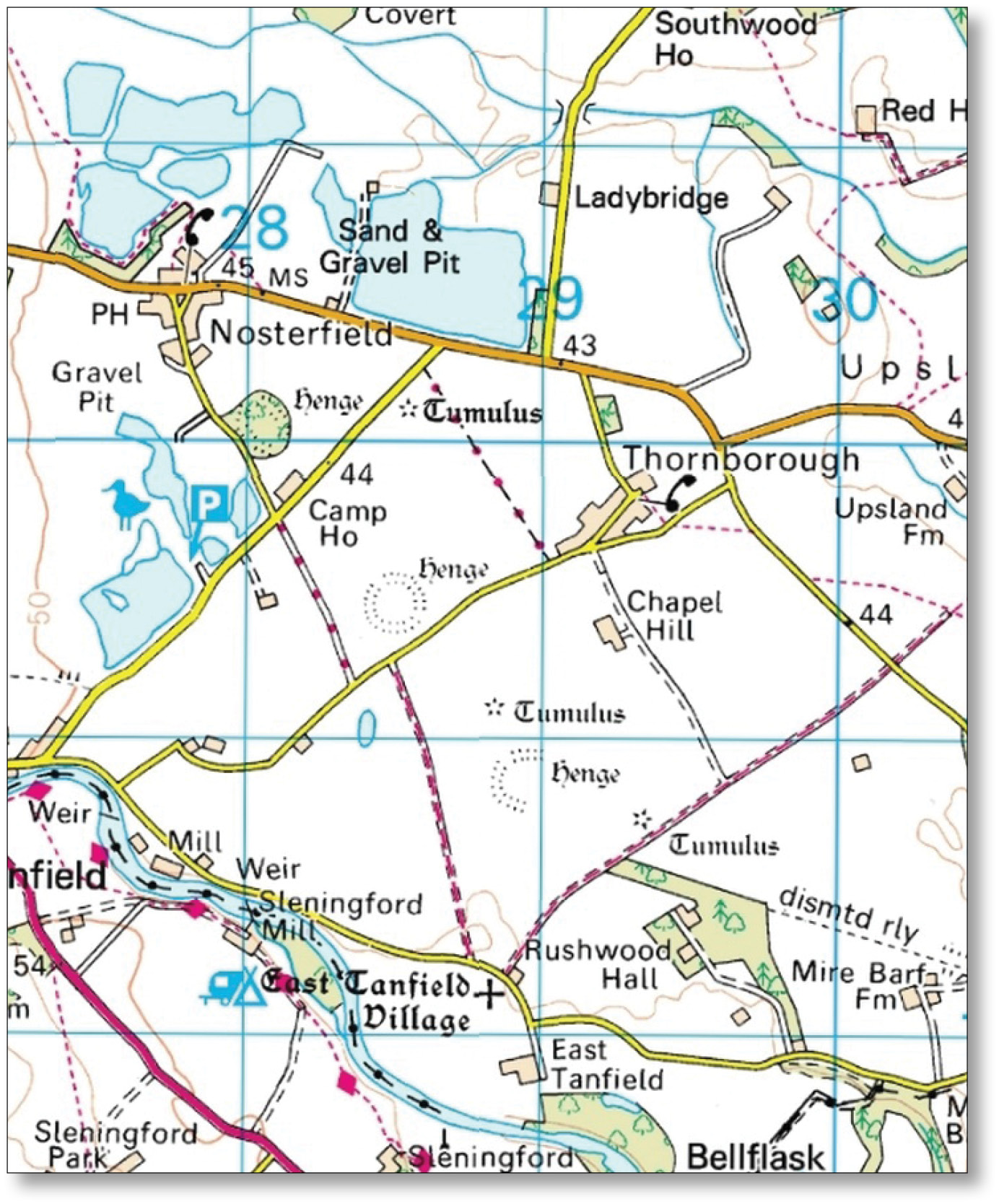 below This plan shows the major archaeological features of the Thornborough landscape and their proximity to modern quarrying activity.