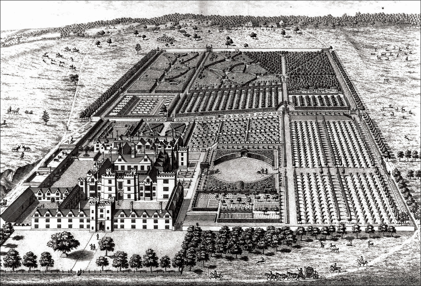 RIGHT An 18th-century view showing the West Prospect of Knole.