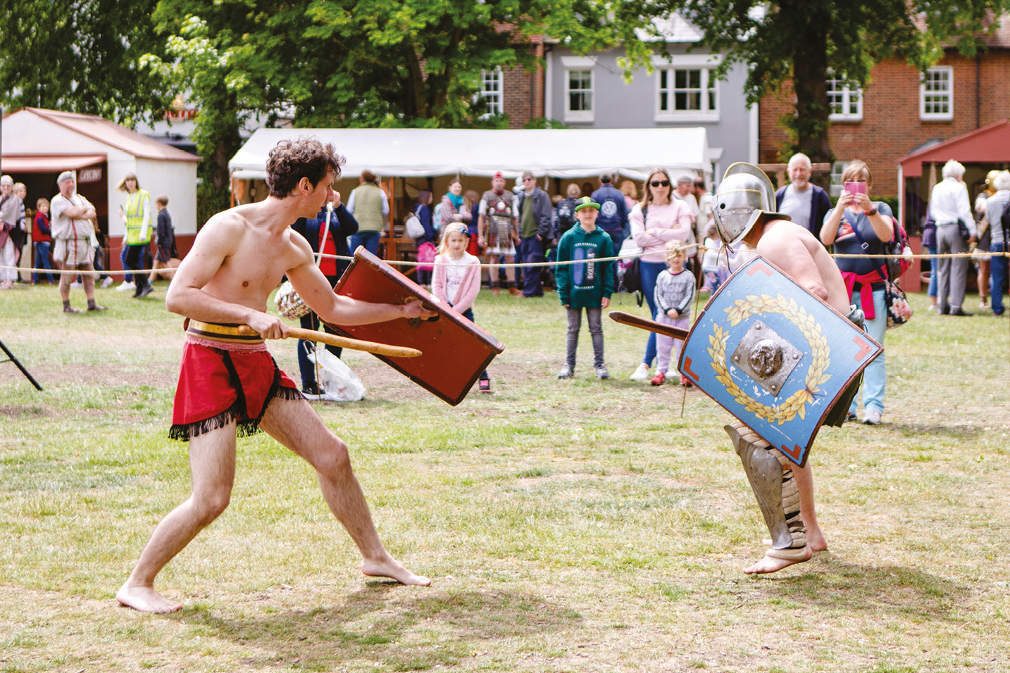 LEFT Chichester’s annual Roman Week hosts a wide-ranging programme of events, including professional re-enactors bringing gladiatorial combat to life.