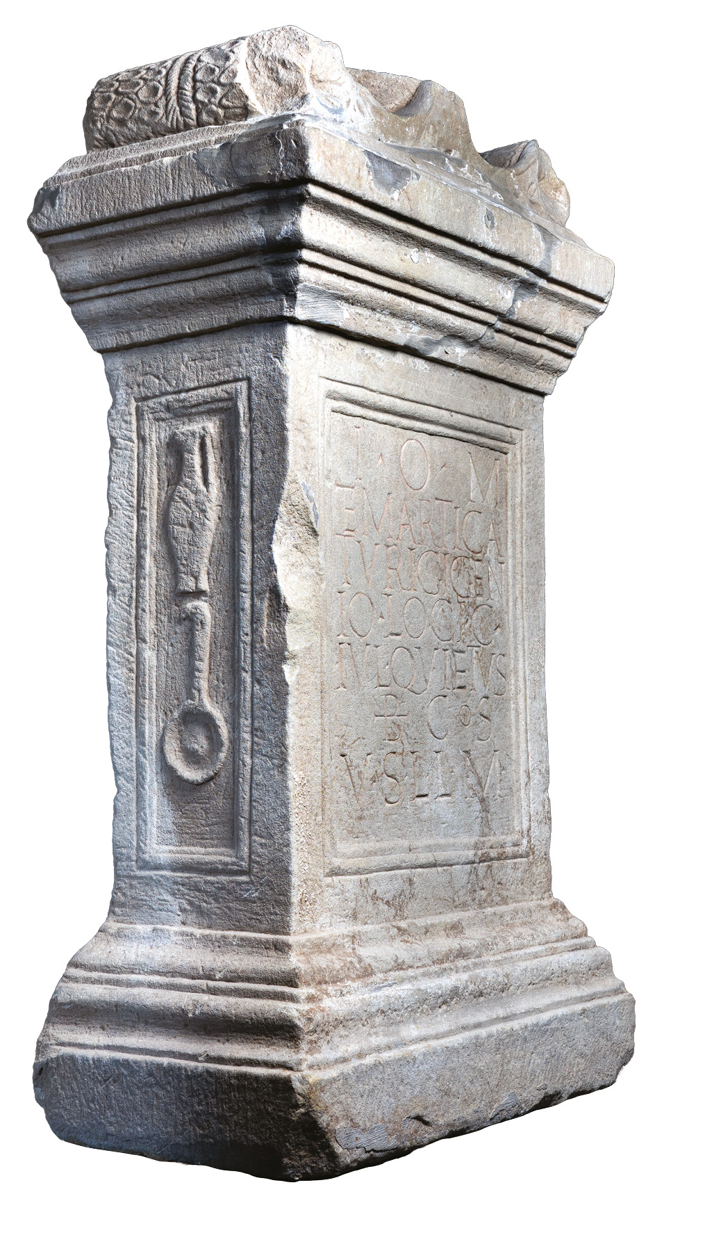 RIGHT A jug and bowl depicted on the side of a Roman altar from Heilbronn, south-west Germany. This ‘vessel set’ is commonly associated with ceremonies and sacrifices.