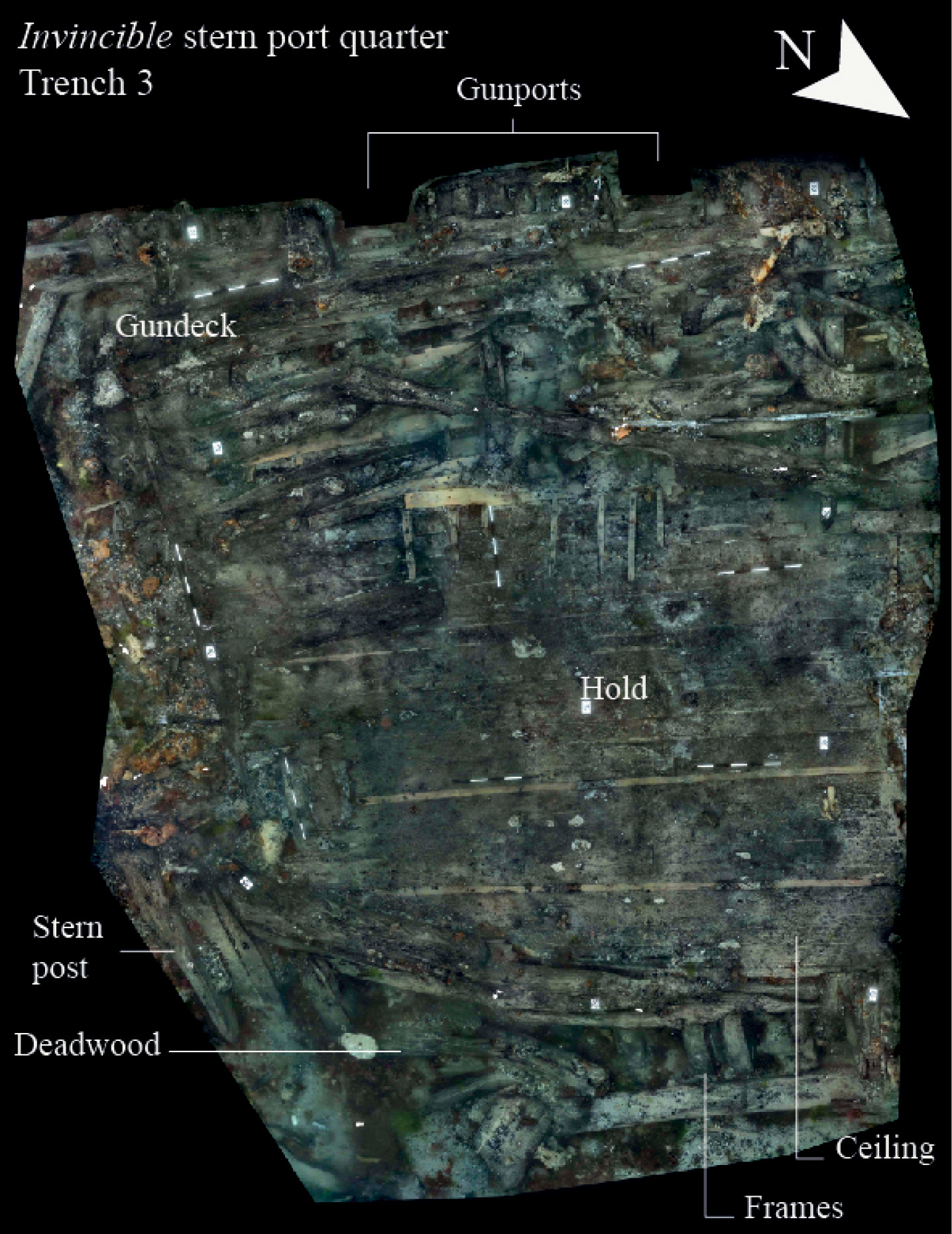 below left & right A key part of the recent excavations was documenting the ship’s timbers using photogrammetry. About 75-80% of the hull still survives, much of it to its full height.