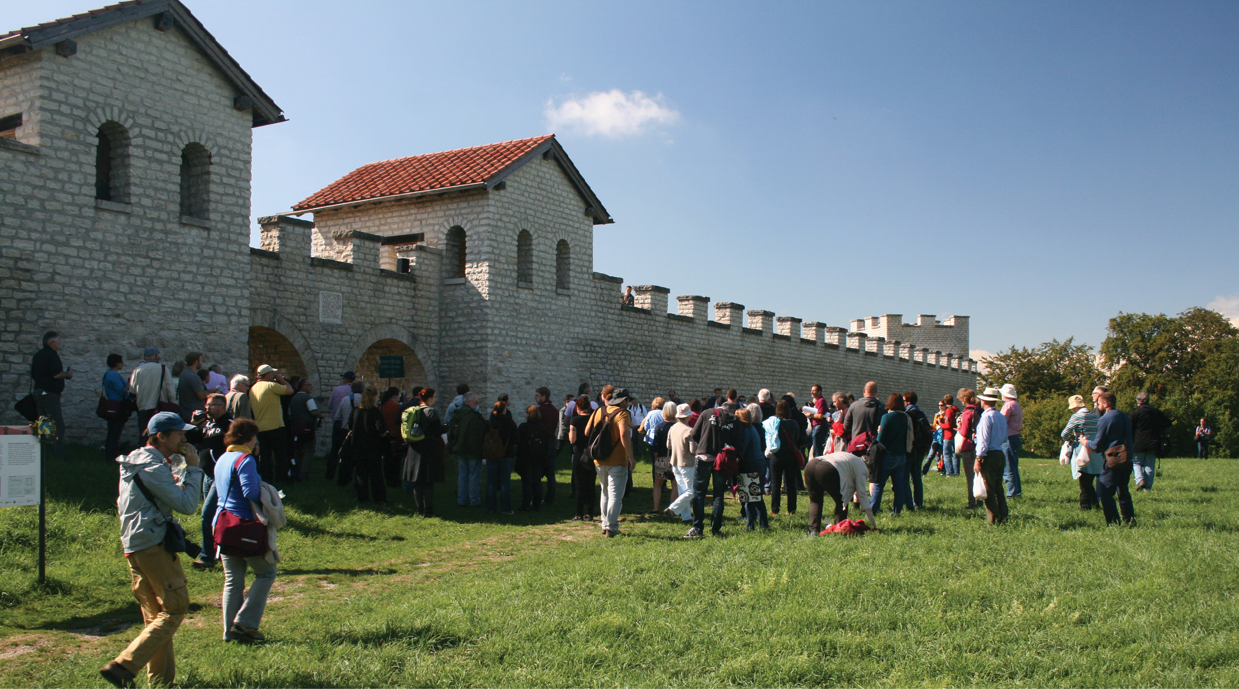 above The Congress inspects the partially reconstructed fort rampart at Pfünz, Germany, in 2015.