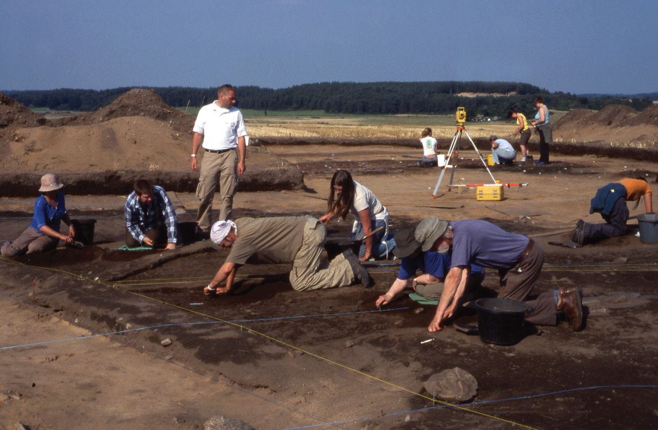 ABOVE Long-running excavations of the unenclosed farm at Birnie in north-east Scotland have recently concluded. Among the finds were two hoards of silver Roman coinage, one of which is shown (right).