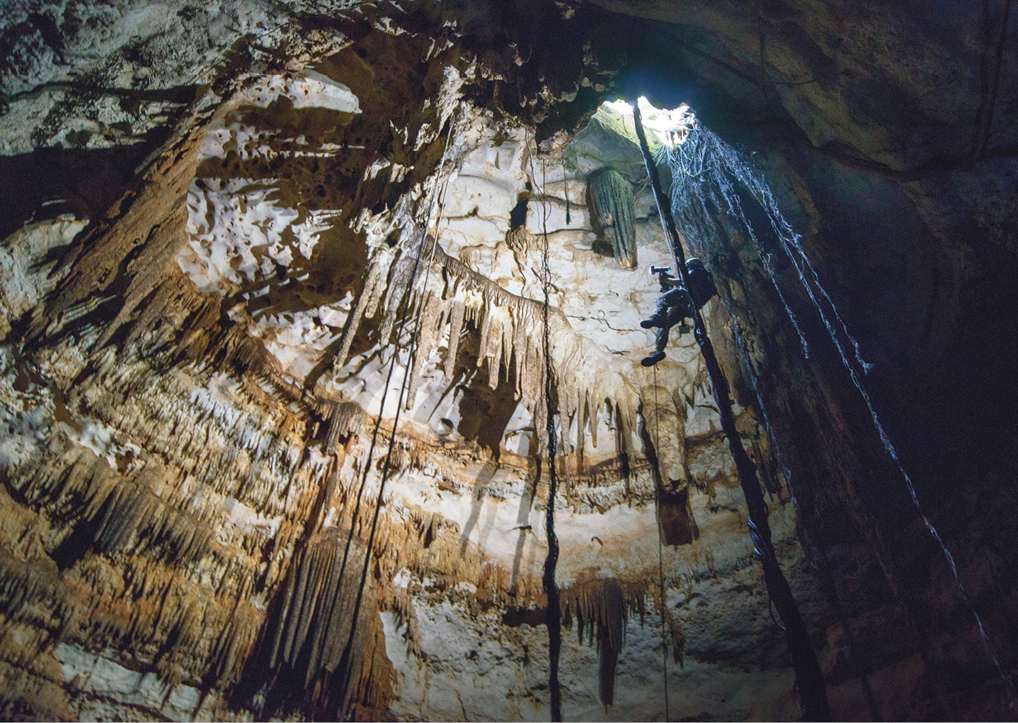 RIGHT Corey Jaskolski, Great Maya Aquifer team technology specialist and National Geographic Society Explorer, undertakes photogrammetry of Cenote Holtún, which lies to the west of El Castillo at Chichén Itzá.