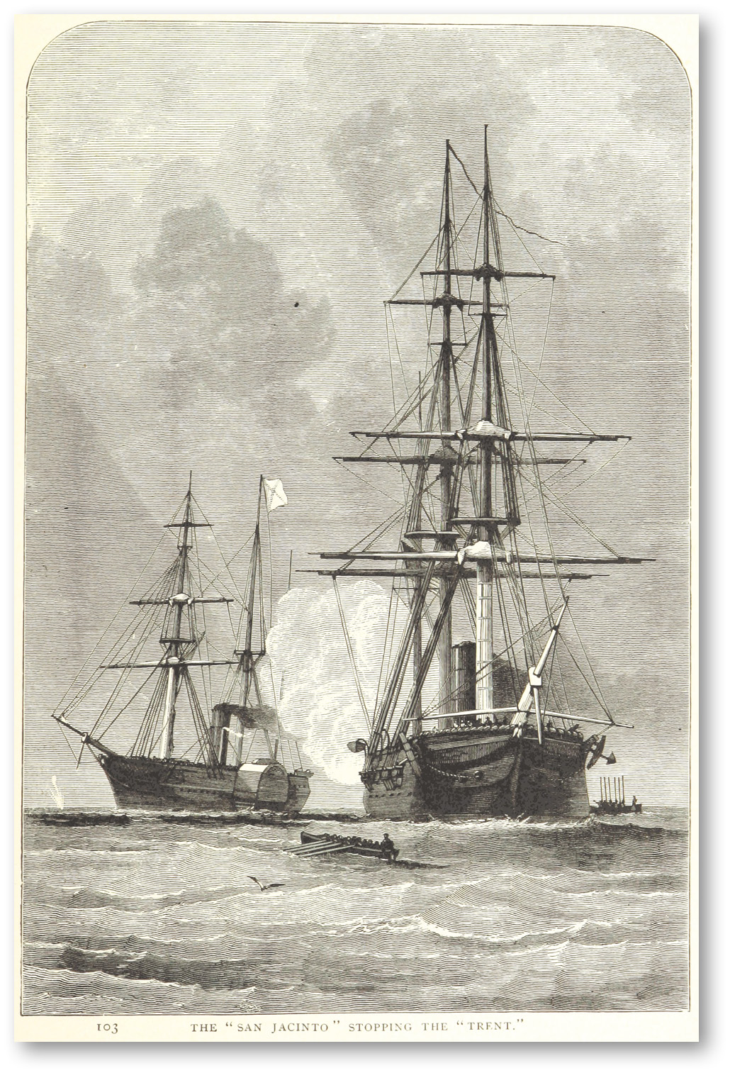 RIGHT Another sketch of the Trent Affair. President Lincoln and his Cabinet defused the situation by concluding that acquiescing to Palmerston’s demands was better than war.