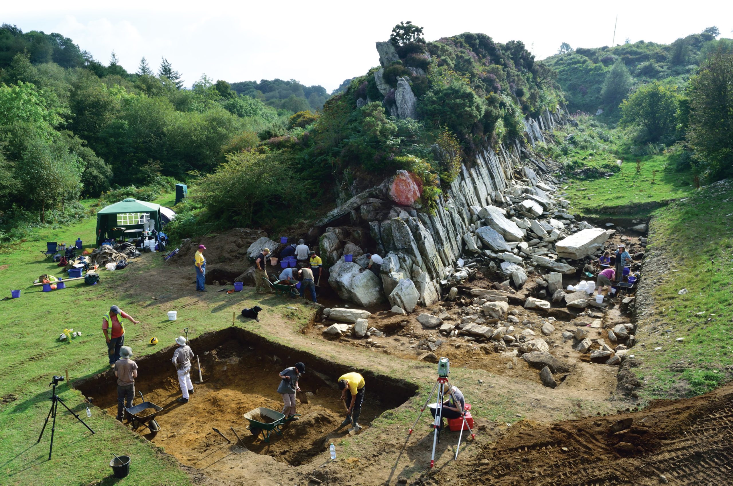 below Overlooking the excavation at Craig Rhos-y-Felin, where archaeologists have found evidence for Neolithic quarrying and a source for some of the Stonehenge bluestones.
