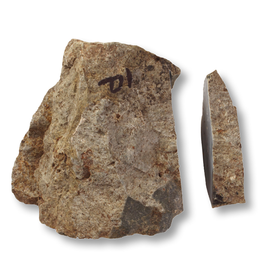 above A Rhyolite Group E debitage fragment thought to come from orthostat 48.