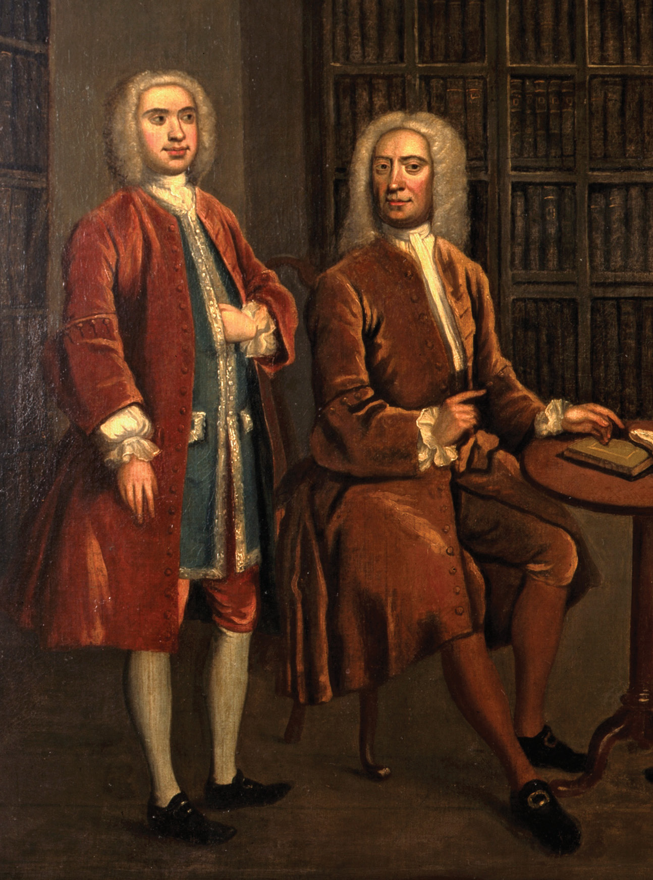 left This detail from an anonymous painting from 1735 called The Four Worthies of Bath shows Ralph Allen (seated) and Richard Jones, the Clerk of Works who replaced Wood as builder-surveyor of Prior Park.