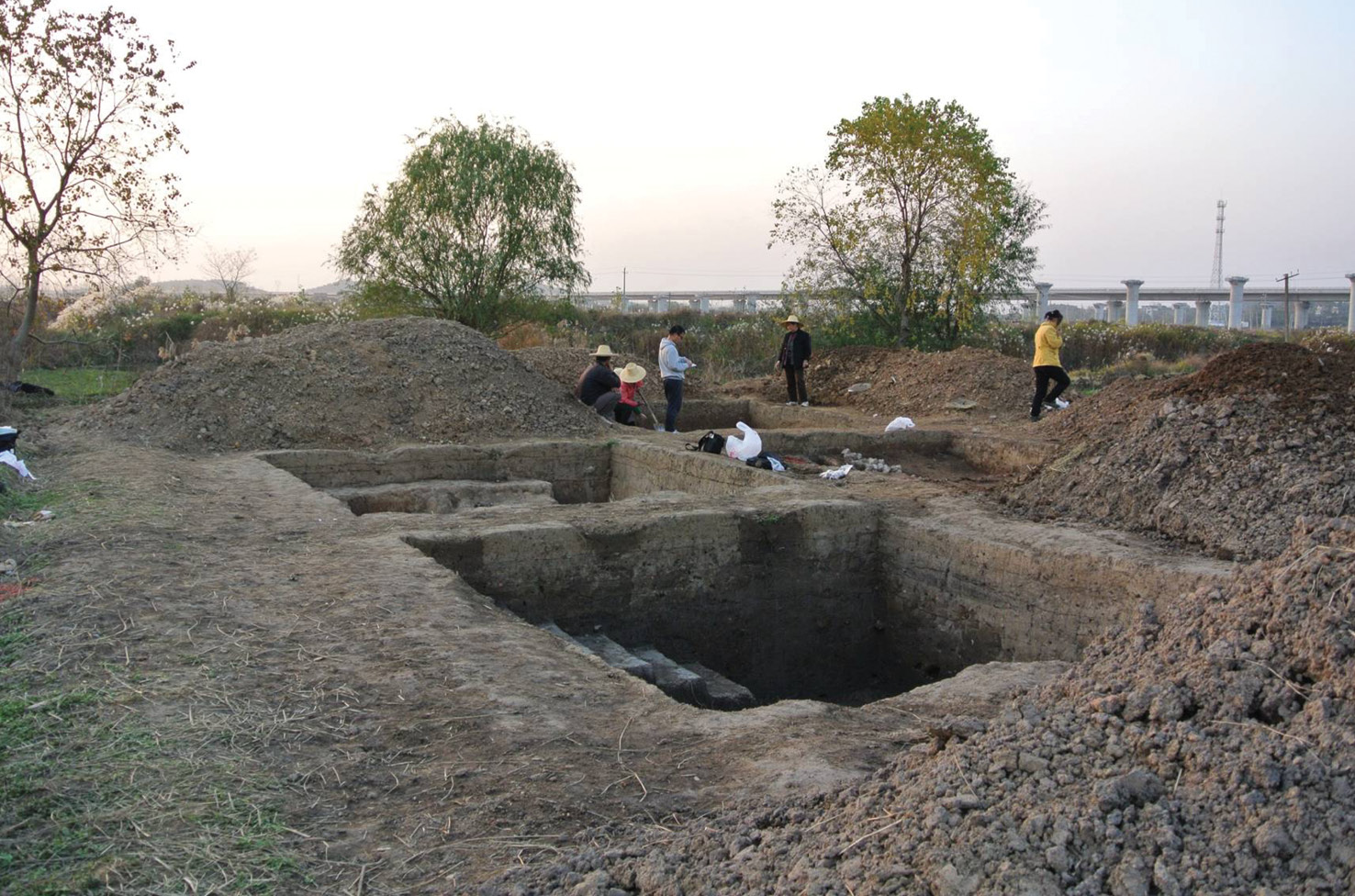 below The excavation site at Xiajiadun.