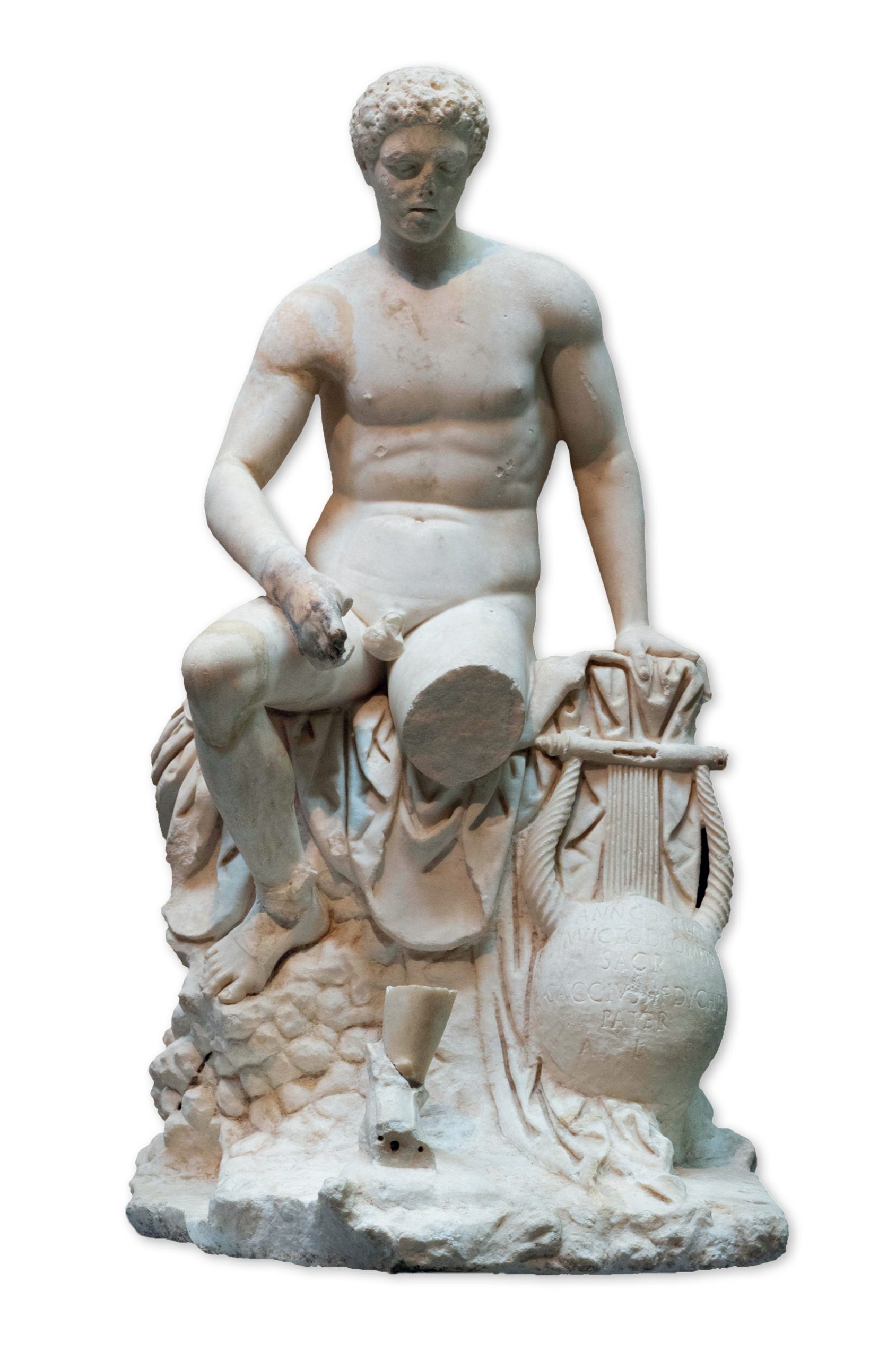 ABOVe Statue of Mercury, from the mithraeum of Merida (Spain), inscribed with the name of pater Hedychrus. Marble, AD 155.