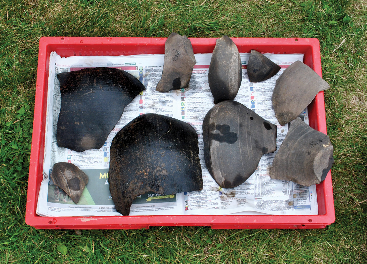 above The Corbridge cremation burial was accompanied by a number of pots.