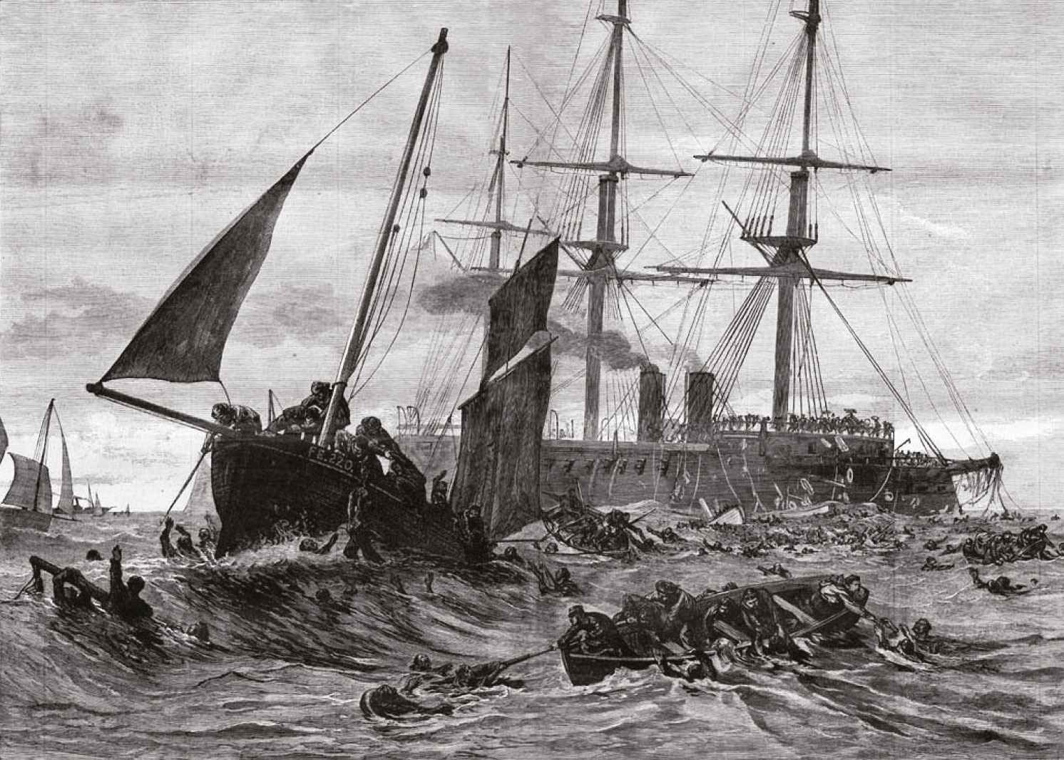 left The German warship Grosser Kurfürst sinks just off the English coast in May 1878 as the result of an accidental collision with the ram of another vessel. right The Battle of Lissa, 20 July 1866, turned out to be an Austrian victory against the odds when Austrian Admiral Wilhelm von Tegetthoff (pictured top centre) ordered his ships to ‘charge’ the Italian line and seek to ram the enemy vessels.