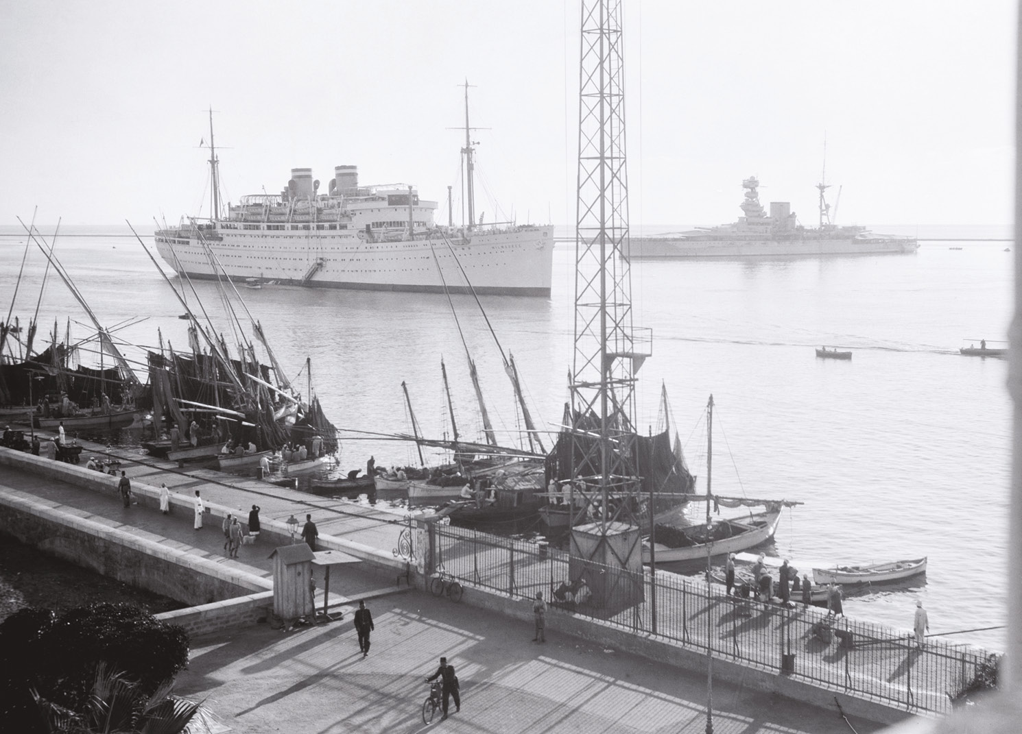 ABOVE British warships at the entrance to the Suez Canal, late 1930s. German victory at El Alamein would have threatened British control of the waterway, an indispensable lifeline to the East.
