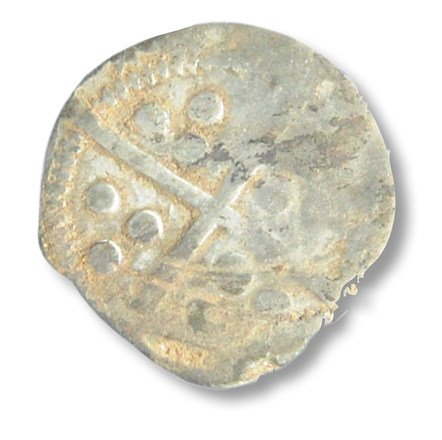 left A Medieval silver penny discovered during the excavations.