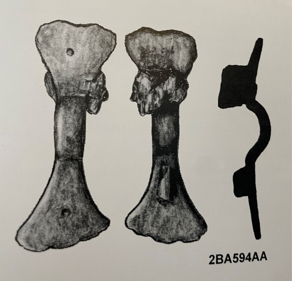 above This equal-armed brooch comes from Grave 122 at West Heslerton the burial of an adolescent male who, due to the presence of this artefact, beads, and a knife, was initially interpreted as a young female. But genetic analysis demonstrated that the juvenile was biologically male, and a migrant from northern Europe who had arrived into East Yorkshire early in the post-Roman period.