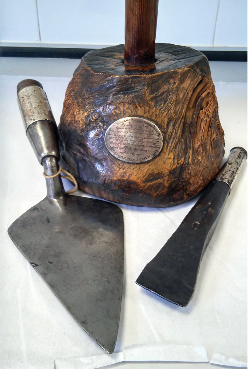 right The ceremonial tools used by local dignitary Thomas Butterworth Bayley after whom the jail was named to lay its foundation stone in 1787 were discovered during the course of the project.