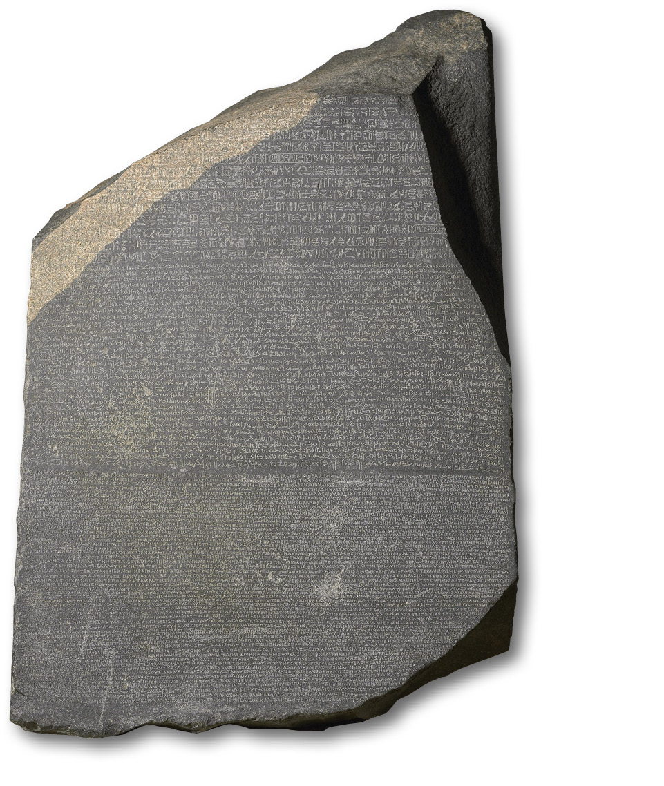 right The Rosetta Stone, now held in London‘s British Museum.