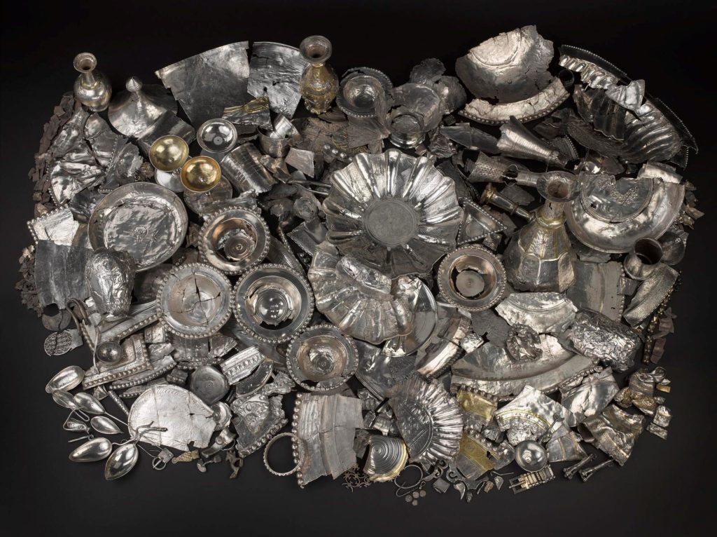 The Traprain Hoard, unearthed in 1919 at an Iron Age hillfort outside Edinburgh. Image: National Museums of Scotland.