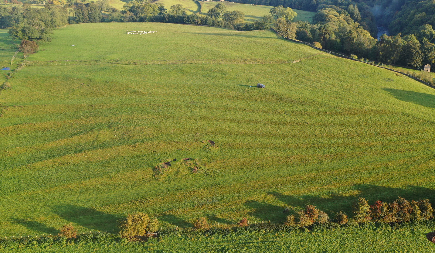 right Radiocarbon dating of animal bone from the lowest and and uppermost layers of a palisade on Gueswick Hills, located to the west of Barnard Castle in County Durham, suggests that this site may have been in use between the 2nd century BC and the 2nd century AD.