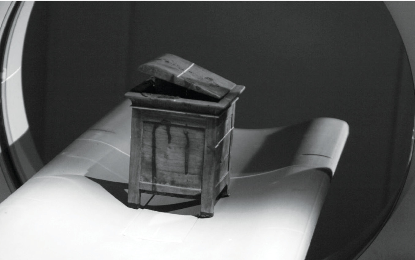 LEFT Wooden box bearing the cartouche of Queen Hatshepsut in which her liver, revealed by CT scanning, was found wrapped in linen.