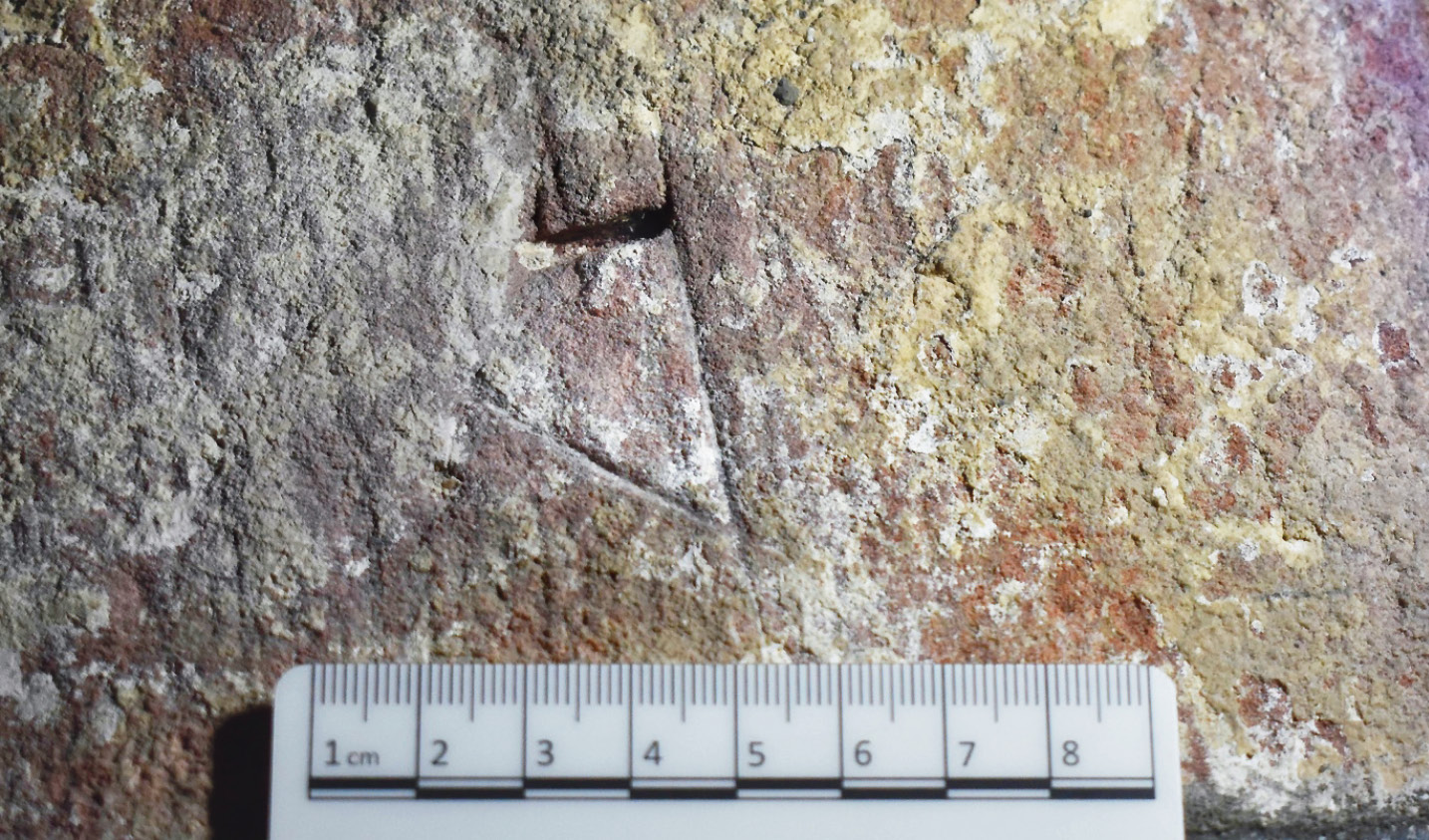 below & rIGHT Just two of the 240 masons’ marks that have been documented within the cathedral. The hourglass design (RIGHT) is strikingly similar to much earlier motifs that have been identified on the Neolithic stonework of the nearby Ness of Brodgar.