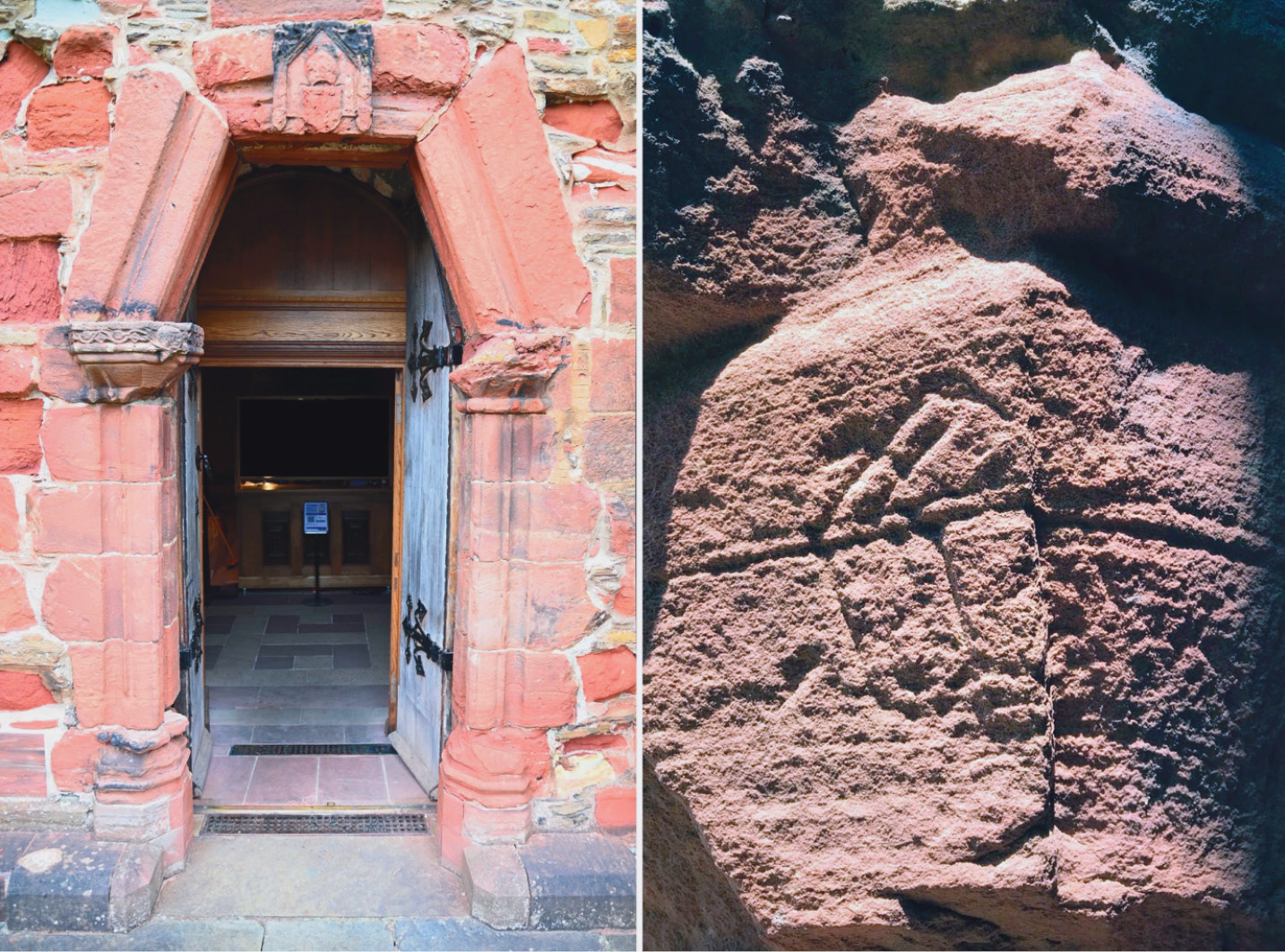 right This angular mark was found on the 16th-century Bishop’s Door (shown on the left).