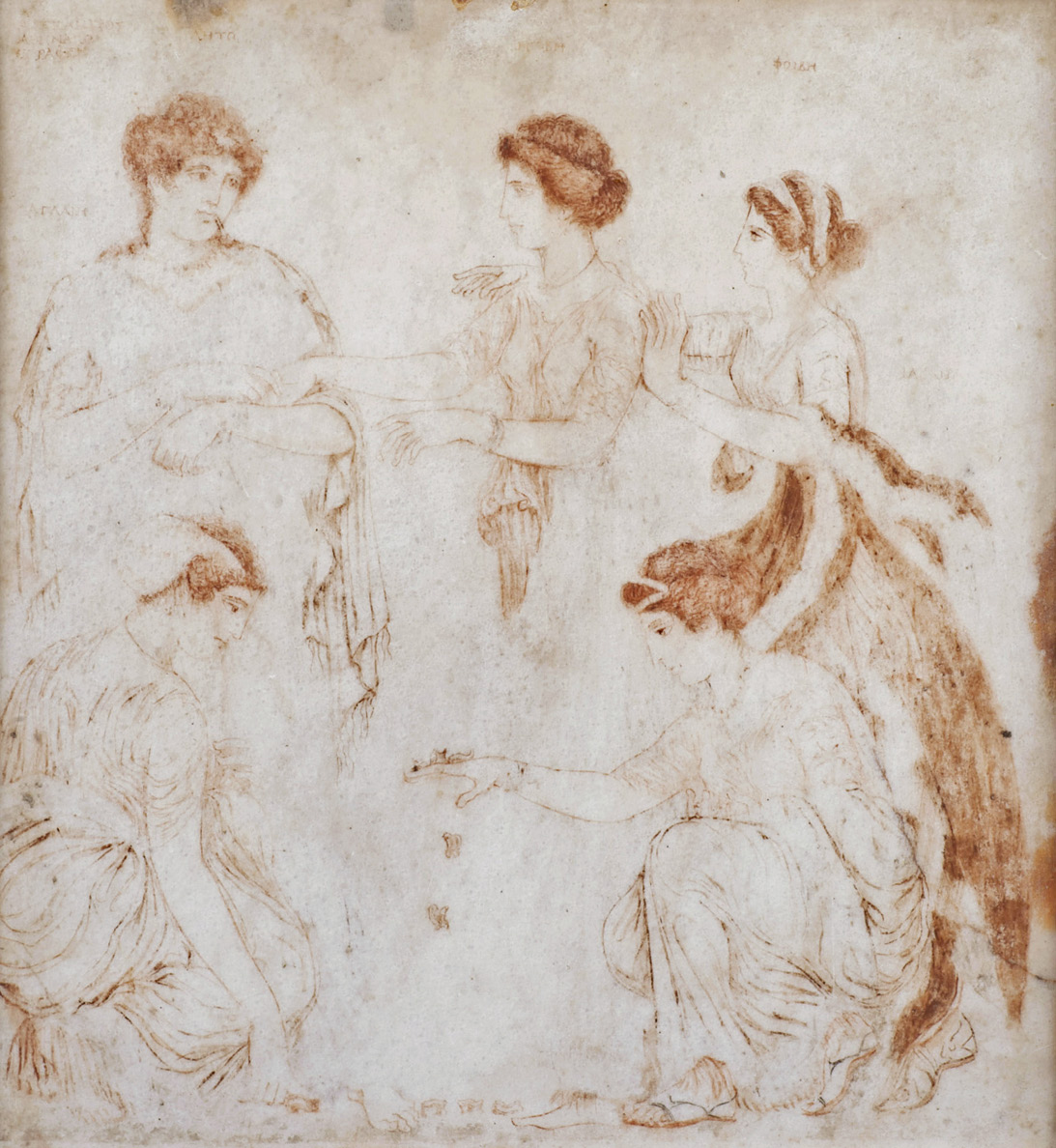 ABOVE Painting on marble of women playing with astragali (knucklebones), found in Herculaneum. 1st century BC/1st century AD. Size: 49 x 42cm