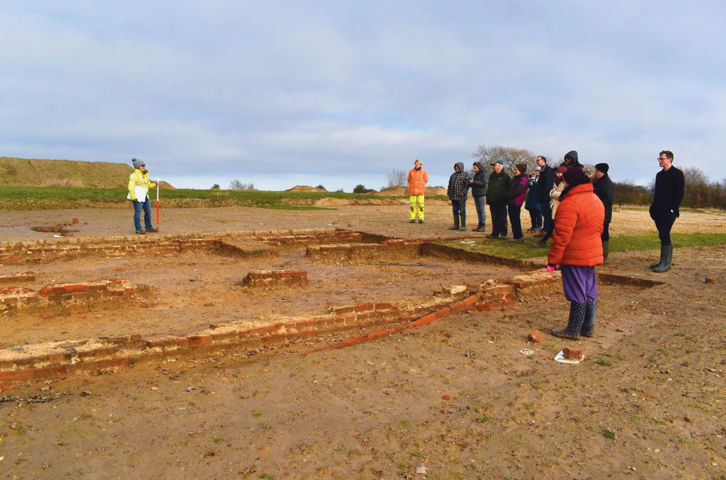above The exposed remains of Building 1, the best-preserved structure found on the site, pictured during the project’s public open day.