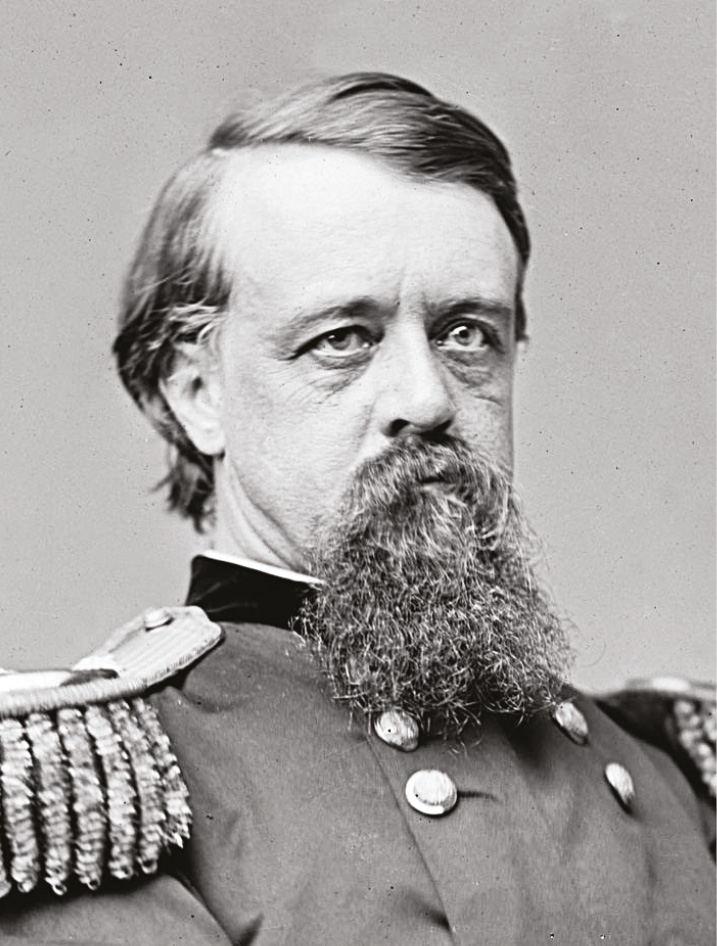 ABOVE The US column commanders (left to right) Brigadier-General Alfred Terry (1827-1890), Colonel John Gibbon (1827-1896), and Brigadier-General George Crook (1830-1890).