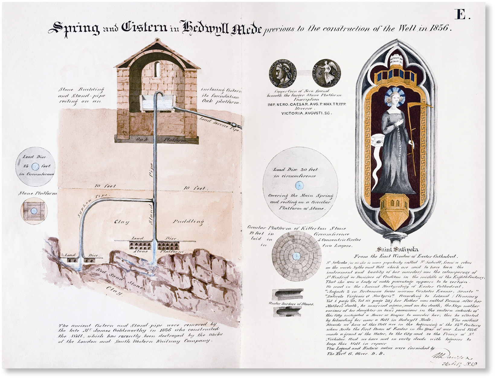 above William Dawson’s record of the cathedral spring and conduit house made in 1856, just before the building of the railway that severed the city from its Medieval water supply.