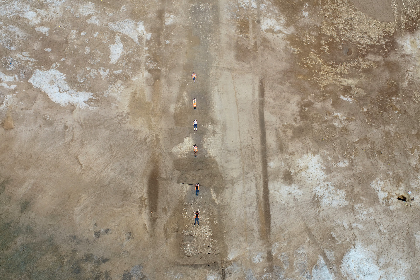 right Overlooking the line of the Roman road (with archaeologists for scale).