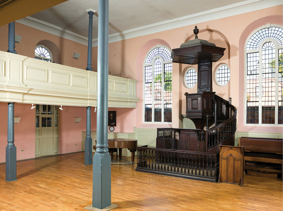 above The Presbyterian (now Unitarian) meeting house in Bury St Edmunds dates from 1711. The high-quality baroque design reflects the newly found confidence of Nonconformity following the Act of Toleration.