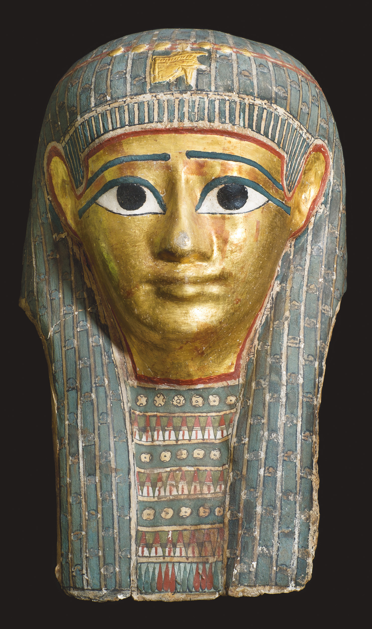 ABOVE A gilded cartonnage mummy mask. From Lahun, c.100 BC-AD 100.