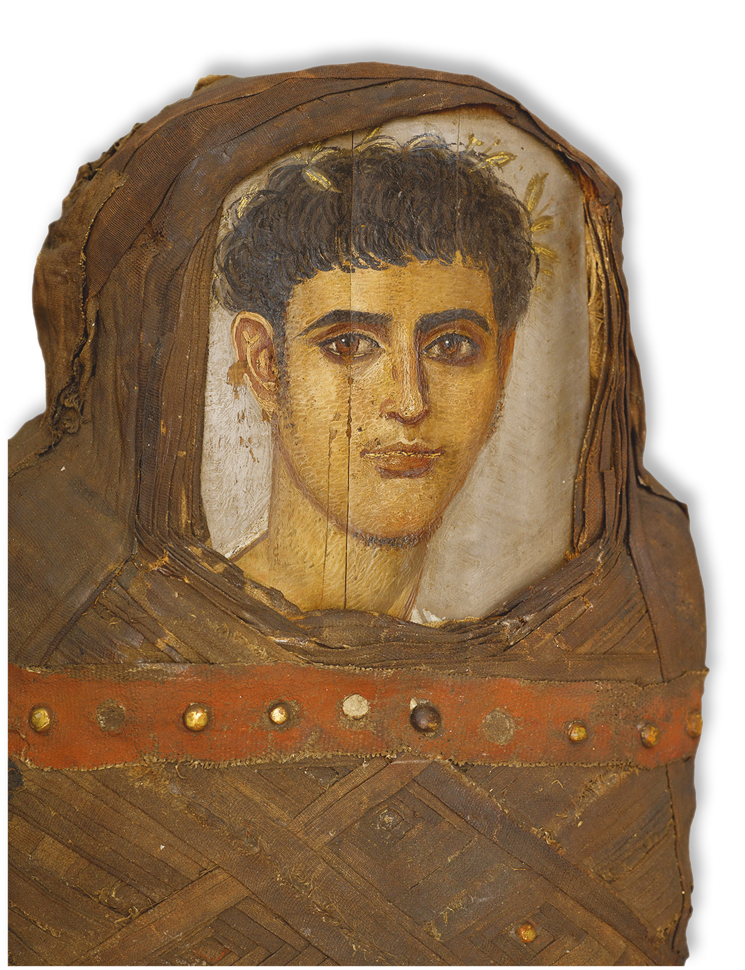 below LEFT The outer decoration of a mummified man. From Hawara, 2nd century AD. below The outer decoration of another mummified man. From Hawara, 2nd century AD.