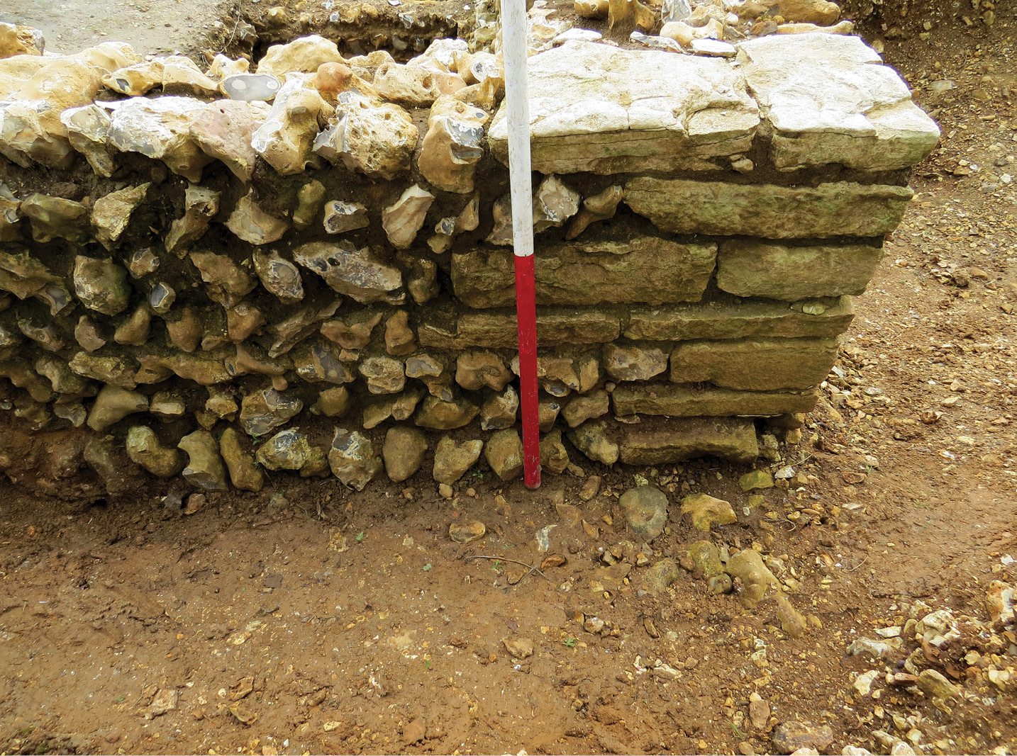 left The north range, room N3, showing one of the Purbeck limestone ashlar quoins used for the corners of the villa, an expensive, high-status material.