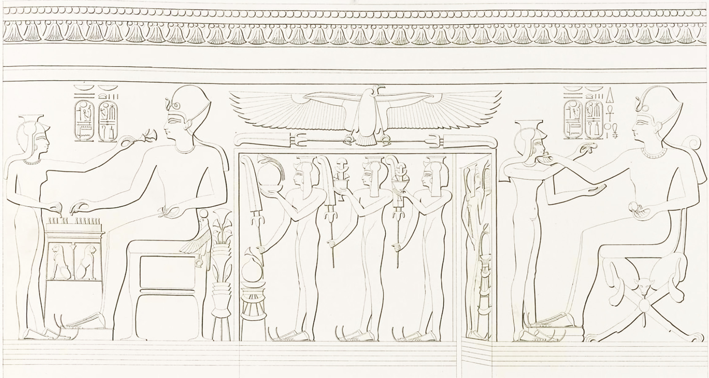 above Ramesses III enjoying a game of senet with his ‘royal children’, from the Eastern High Gate at Medinet Habu.
