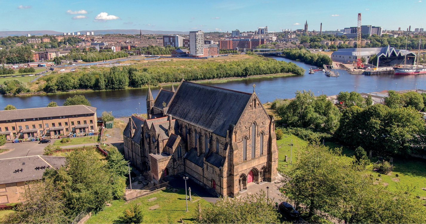 above Looking across the Clyde from Govan Old to the Riverside Museum designed by Zaha Hadid. The crane next to the Glen Lee Tall Ship is beginning work on a new pedestrian bridge connecting Glasgow’s West End to Govan, to be opened in 2024.