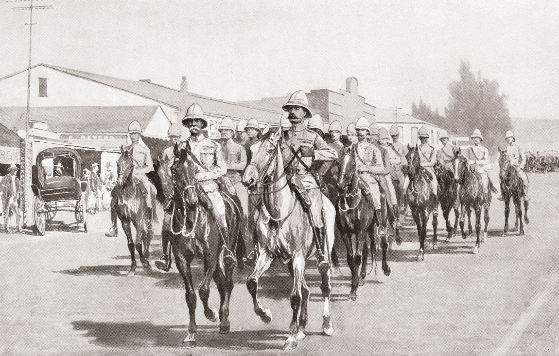 ABOVE Roberts, Kitchener, and their staff ride into Pretoria on 5 June 1900, as the British hold on Boer territory was consolidated.﻿