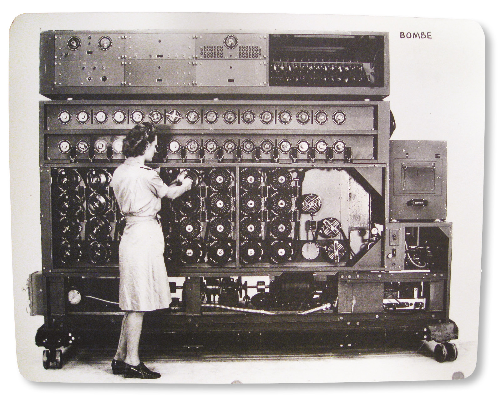 above A US Navy ‘bombe’, based on Alan Turing’s design, being operated by a member of the US Navy women’s reserves, known as WAVES.