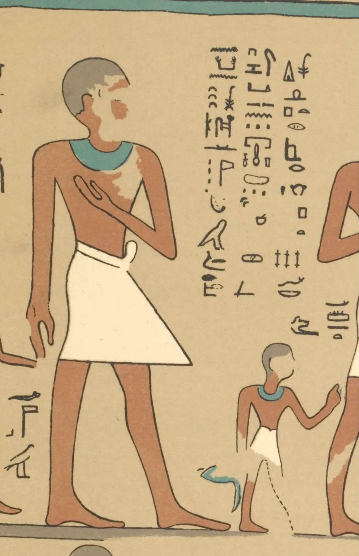 left The draughtsman Sedjemnetjeru, who was responsible for the wall scenes in the Tomb of Horemkhauef, here pictured in the tomb of the governor Sobeknakht at Elkab. below Although the Tomb of Horemkhauef is poorly preserved, the ceiling retains much of its coloured pattern.