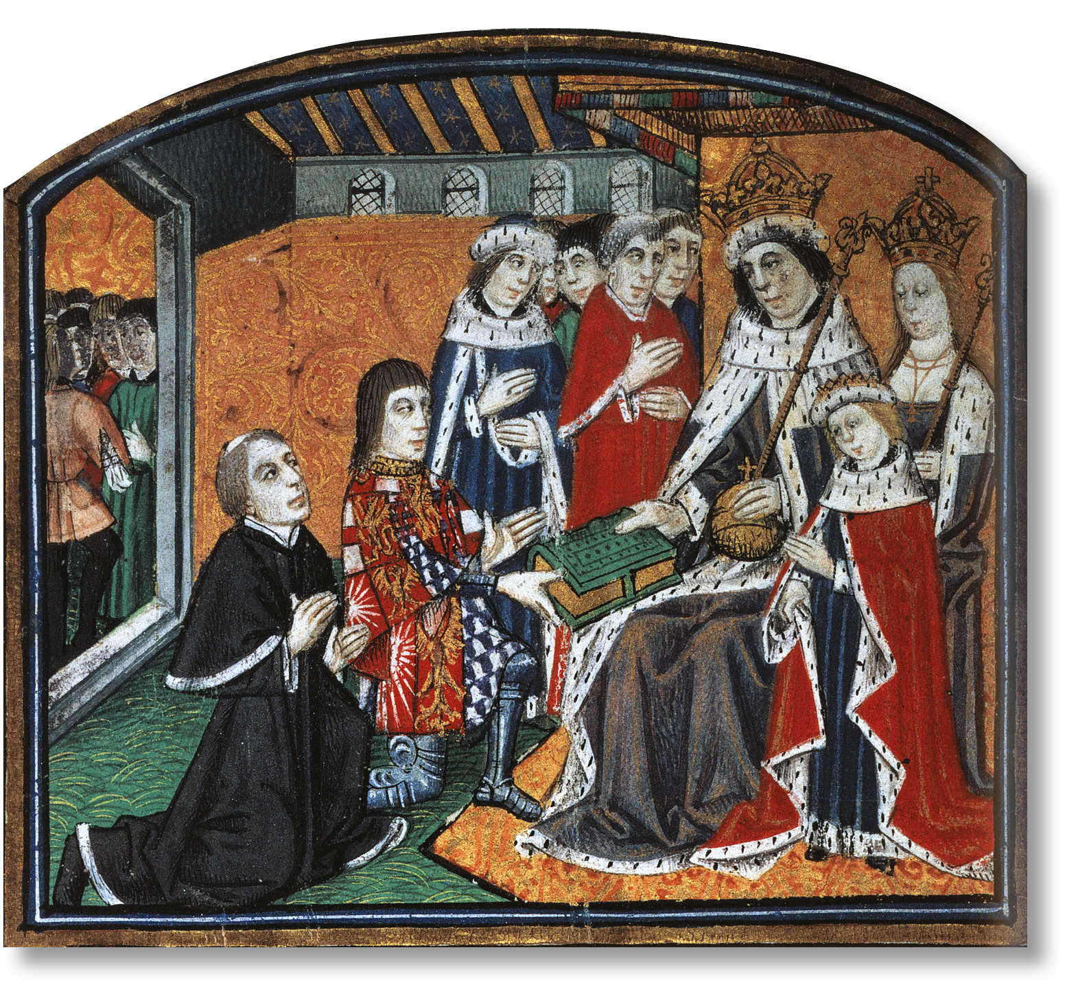 ABOVE A depiction of the Yorkist court, showing King Edward IV and Queen Elizabeth. In many of his reforms, Edward anticipated aspects of Tudor absolutism.